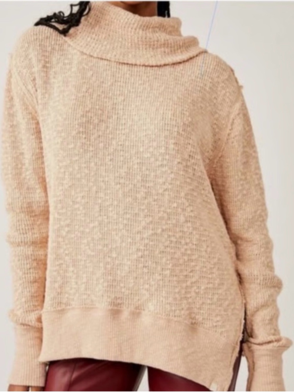 Free People tan Cowlneck Sweater